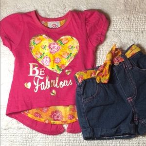 2 pc 12 mo “Be Fabulous” Shirt and Shorts Set